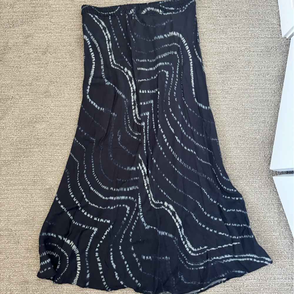 Zara Blue tie dye satin midi skirt